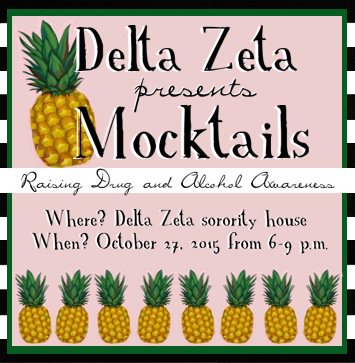 Come out the DZ house 6-9 tonight for Mocktails 💗🍍 $2 at the door, all proceeds go to the Miles Liner Foundation!