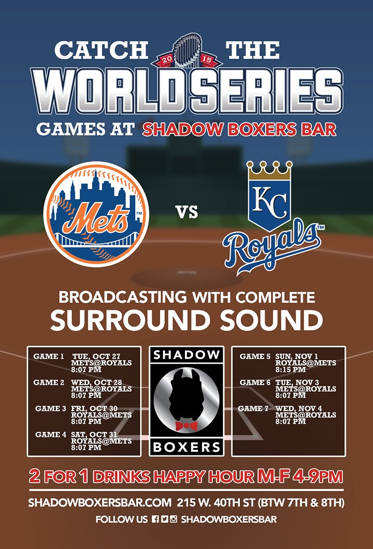 shadowboxersbar's tweet photo. CATCH ALL THE WORLD SERIES GAMES @shadowboxersbar 
FIRST GAME STARTS TONIGHT 8:07PM​
2 FOR 1 DRINKS 4 TO 9PM https://t.co/FgdlF0OrY2