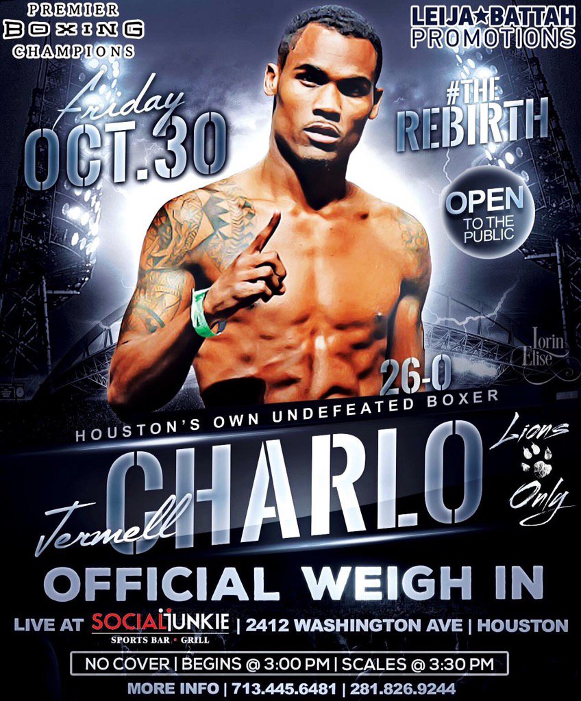 LeijaBattahPR's tweet photo. Official Weigh-in 10/30 @SocialJunkieBar 2412 Washington Ave., Houston, TX @ 3pm! Free &amp; open to public! #LBPBoxing https://t.co/M7T1rHDP2e