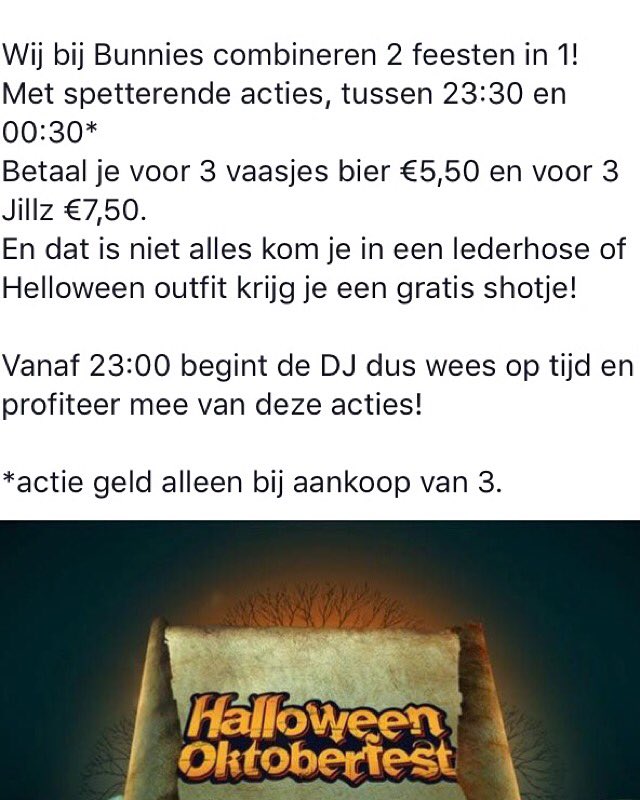 BunniesBar's tweet photo. Zin in een feestje? Dan ben je zaterdag bij ons aan het juiste adres! Zie afbeelding voor meer uitleg. #uithuizen https://t.co/u1XRnRois7