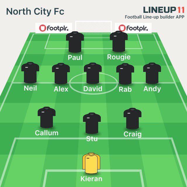 #lineup11 3-2 defeat to <a href="/GlasgowDiverse/">Glasgow Diverse</a> 
Subs: Jay &amp; Kev
Goals: Stu &amp; Rogie