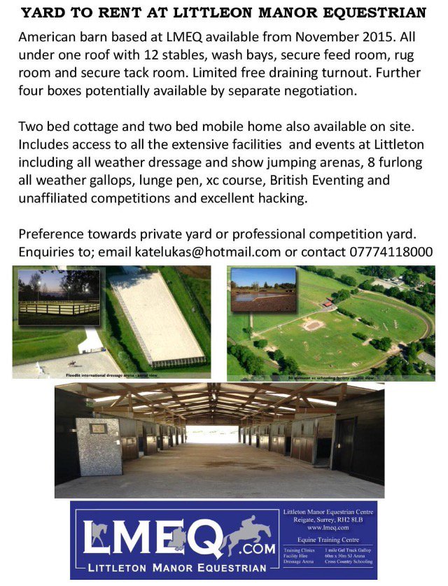 LMEQ1's tweet photo. Fantastic Barn to rent @ LMEQ (UK) @PROEventRiders @justinedutton @southernruthie @ChattHills pls RT https://t.co/HQQyJQZgOt