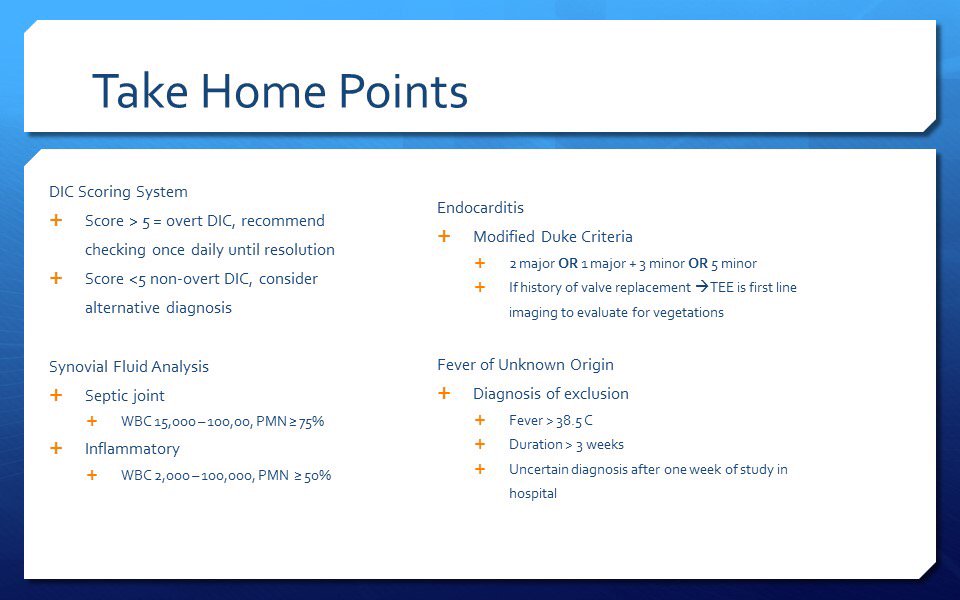 SBInternalMed's tweet image. #AMreport: PGY3 Dr. Craig Fryman&apos;s #takehomepoints on #DIC, #FUO, #Endocarditis &amp;amp; #septicarthritis #meded #FOAMed