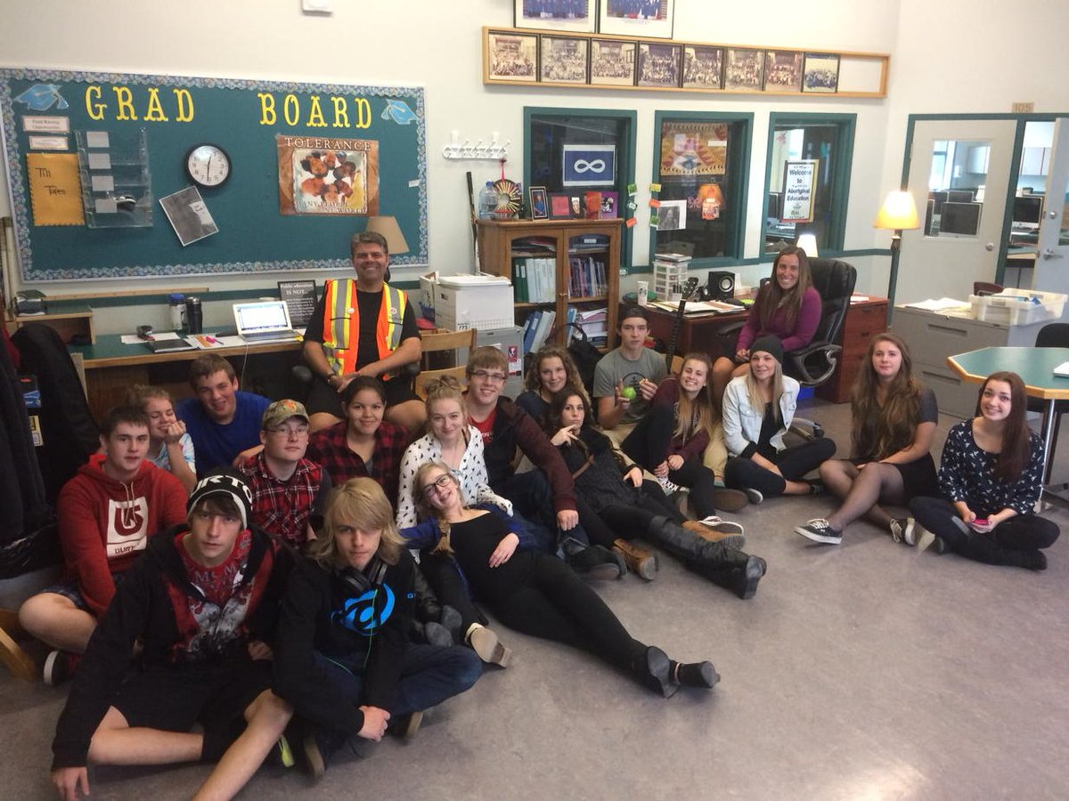 PeterJory's tweet photo. #LCS grads move P/VP offices to foyer as prank. A month later, still going strong. Love it! #SD79 https://t.co/f5Nc5zhEum