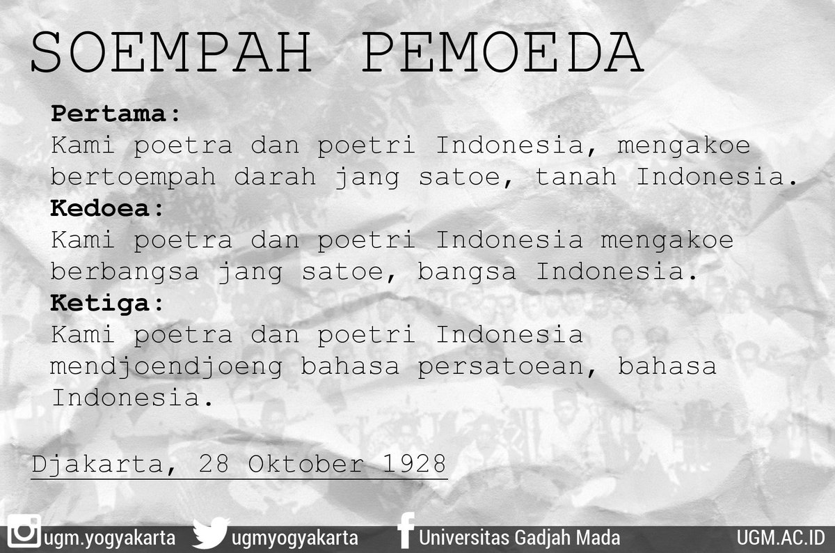 Selamat Hari Sumpah Pemuda!
87 tahun sumpah pemuda Indonesia.
28 Oktober 1928 - 28 Oktober 2015.