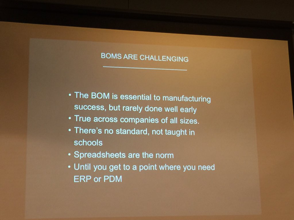 olegshilovitsky's tweet photo. .@boxofbacon speaks about why BOMs are challenging #HWMeetup @BoltVC @dragoninnovate https://t.co/4EO2TATByb