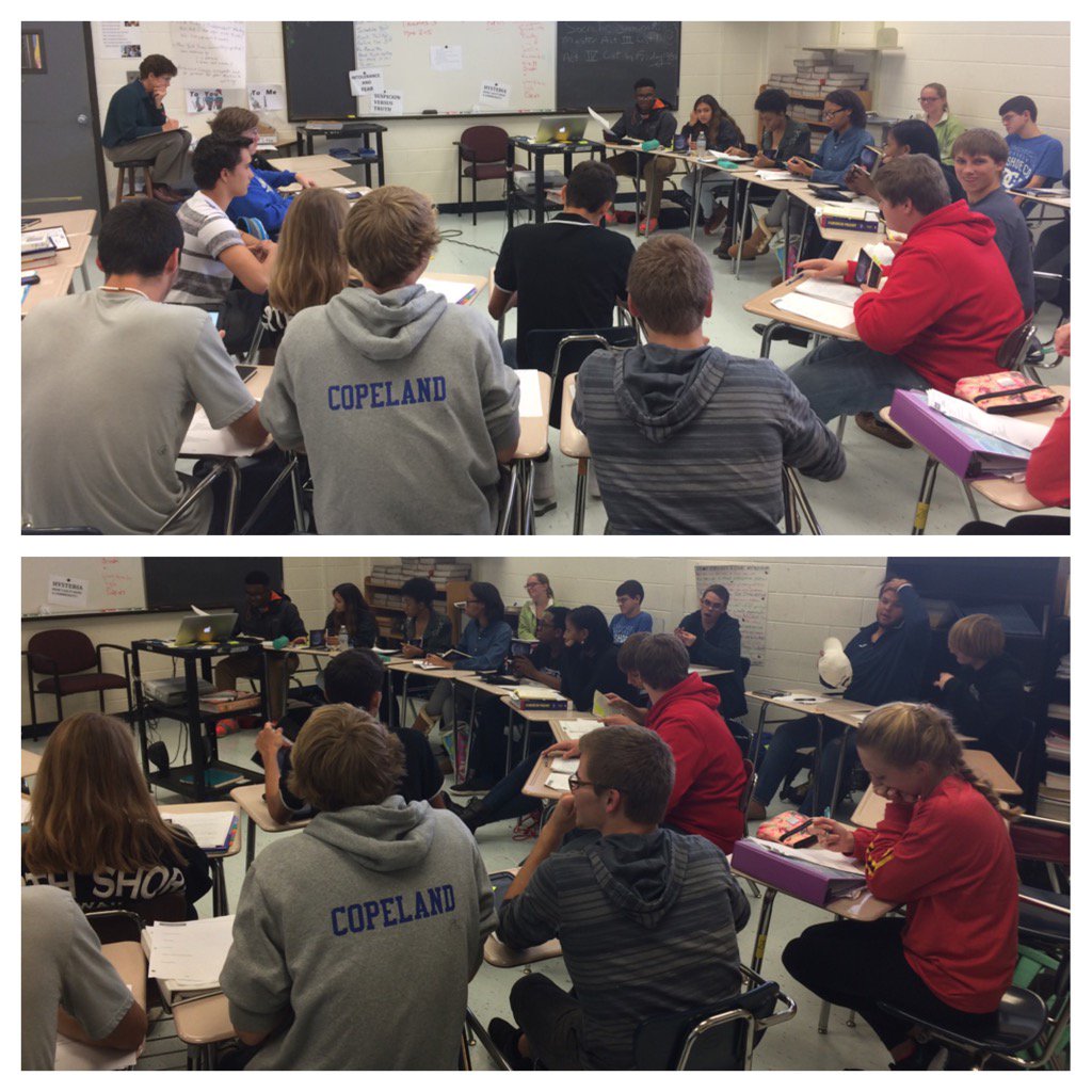 OfficialSHSPack's tweet image. Mrs. Ruscetta&apos;s English class discussing the Crucible using the Fishbowl Method! #engage #deepdiscussion @IWCSchools