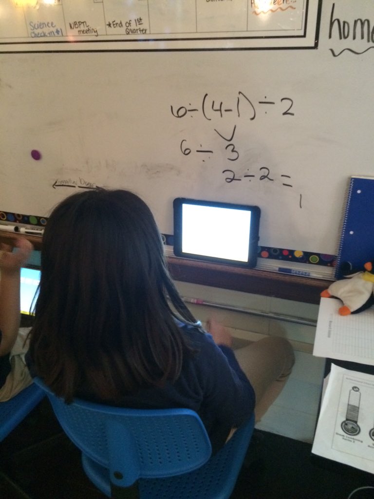 Ms_Swick's tweet photo. 5th graders use all kinds of resources to solve visual math problems on #STmath #cicswestbelden https://t.co/u7ZBOahnJT