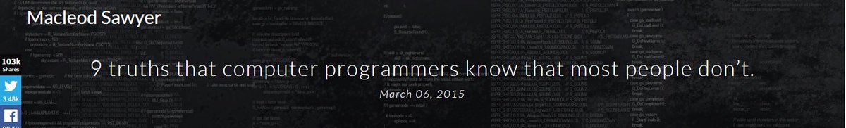 CodingDojoDotCo's tweet image. 9 Truths Computer Programmers Know That Most People Don&apos;t bit.ly/1M9y1bU @mxsawyer #ProgrammersBeLike