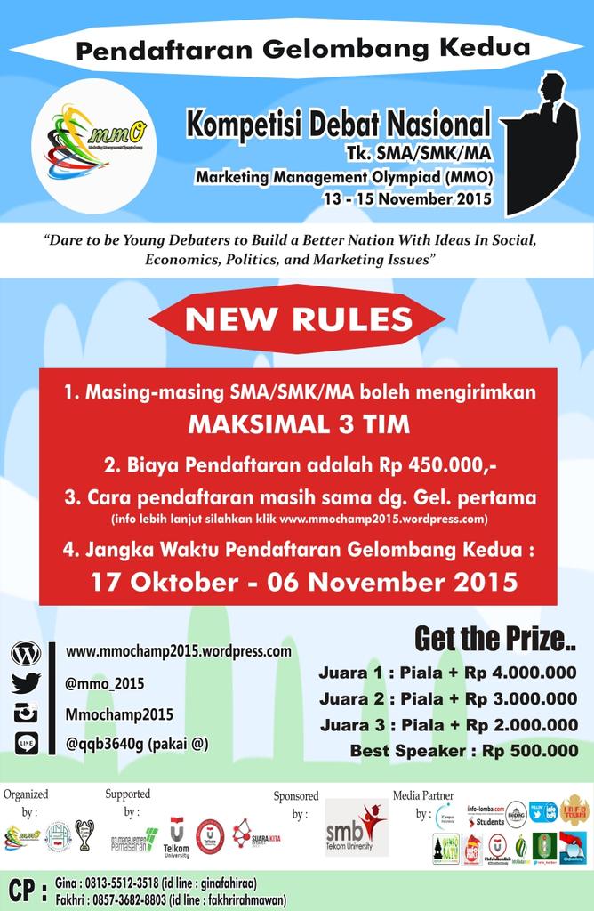 <a href="/51SHS/">SMA N 51 JAKARTA</a> Hai SMAN 5 Jkt. Berikut sy lampirkan poster pendaftaran gel. 2 Kompetisi debat nasional MMO 2015