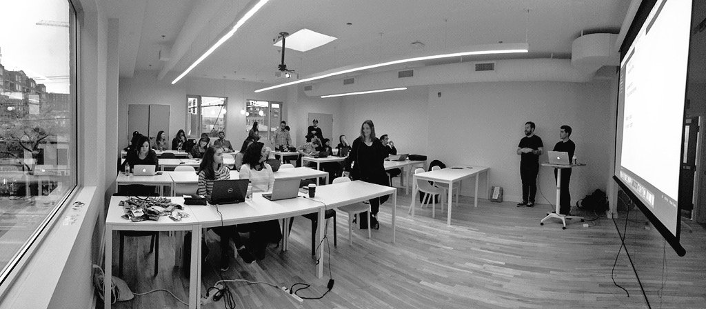 junocollege's tweet photo. Tonight in #HackerTwo we have @drewisthe & @kretzm leading a @learningcode workshop! https://t.co/uodZ3y1QkM