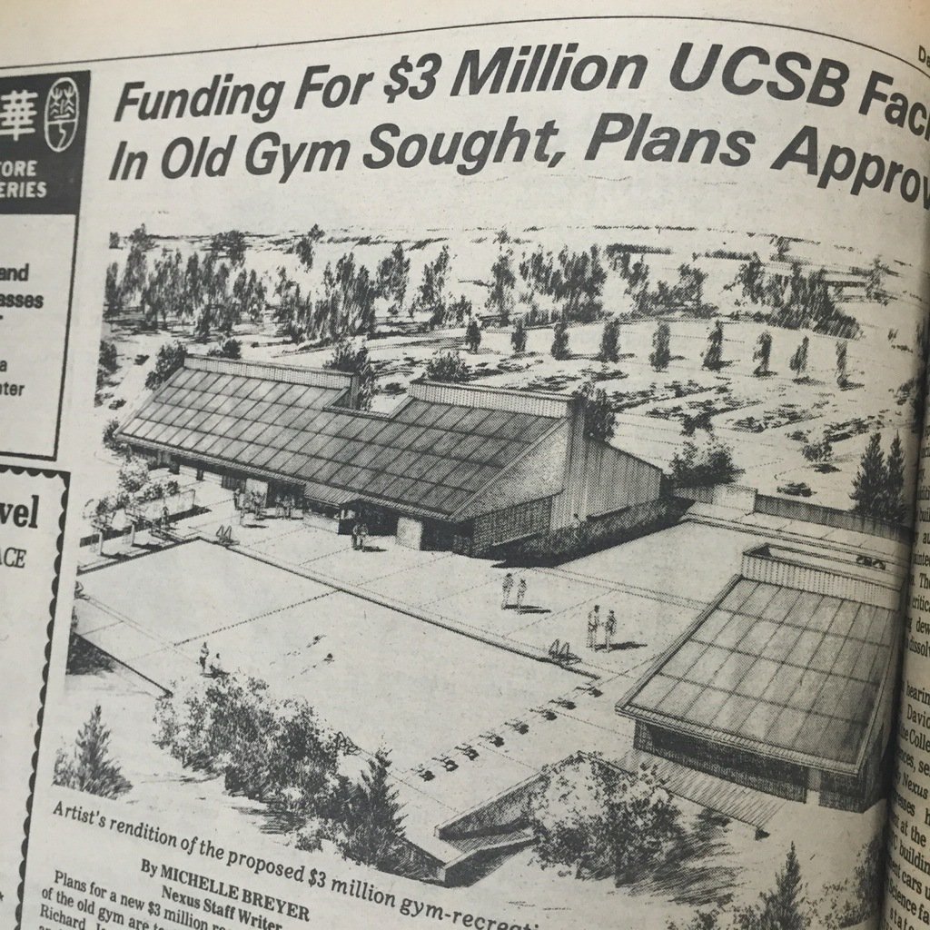 dailynexus's tweet photo. Today in 1982, UCSB approves $3 Million for what is now referred to as the Rec Cen. @UCSBrecCenter https://t.co/x3Fwx5Fv8J