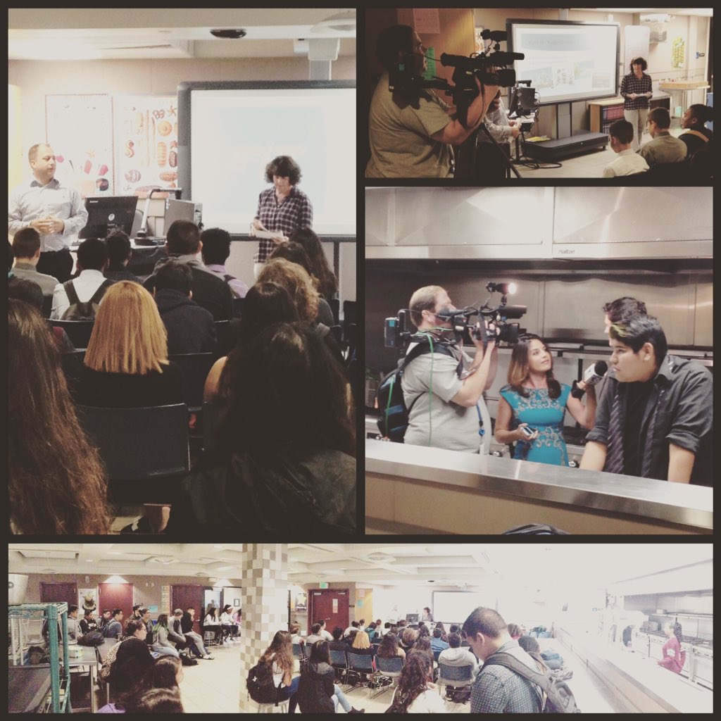 SDHS_Culinary's tweet photo. So thankful for industry support!  Thanks Alycia (CRAEF) &amp; @gabehosler  &amp; @AmandaShotsky (6news) 
FIT Day success! https://t.co/CvA5eIdrIp