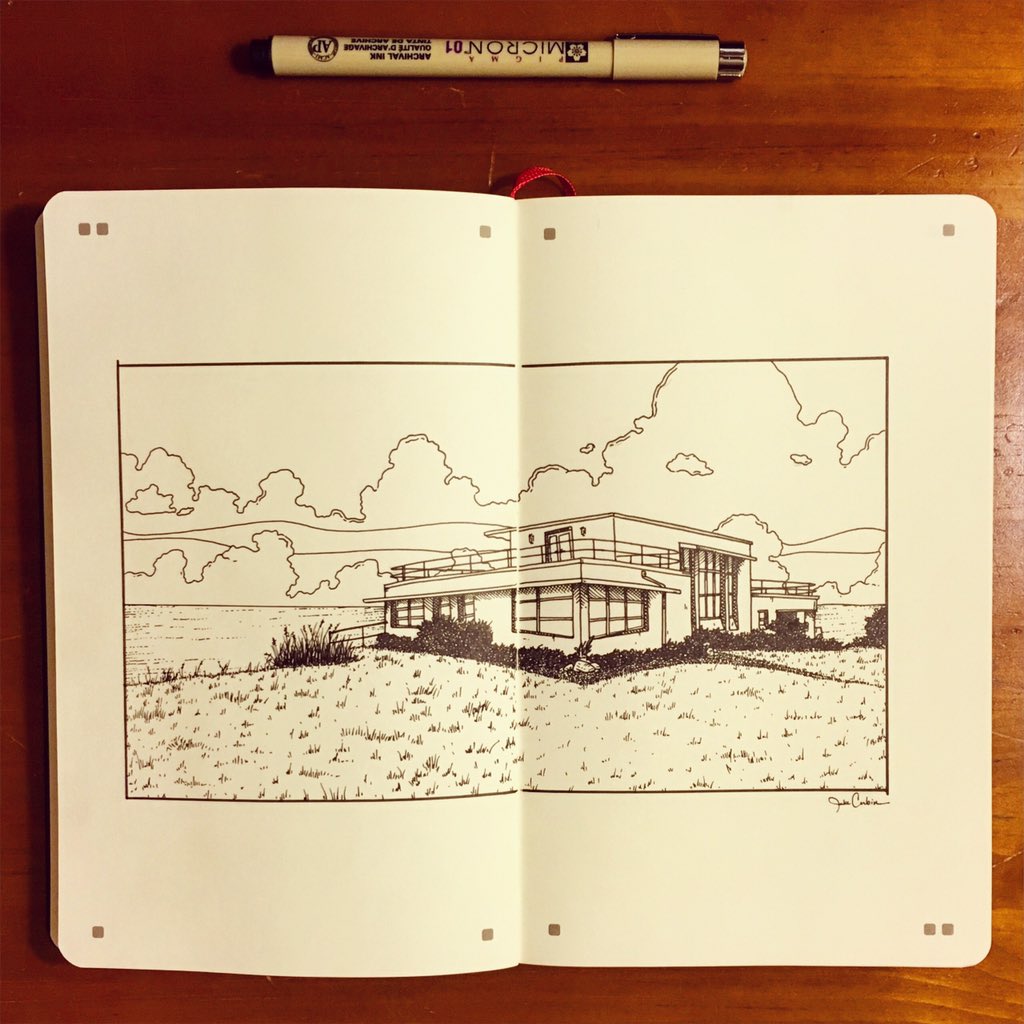 JacobKCorbin's tweet photo. New sketch. On the water. #moleskin #micron #jcdesign #inktober #inkdrawing https://t.co/IjVjnattZC