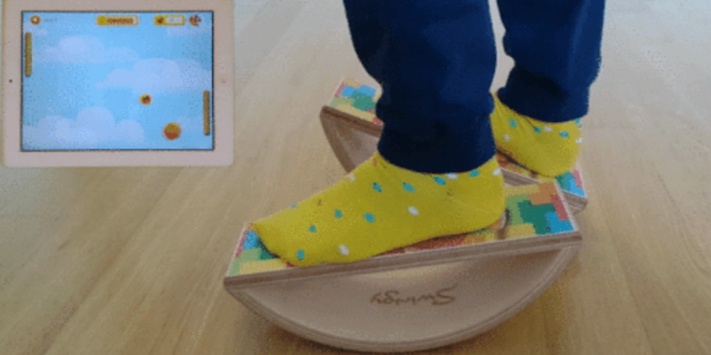 GamesBeat's tweet photo. Swingy controller keeps kids moving while playing video games -- with their feet https://t.co/D1wHhwXlN1 https://t.co/F9FjShLIId