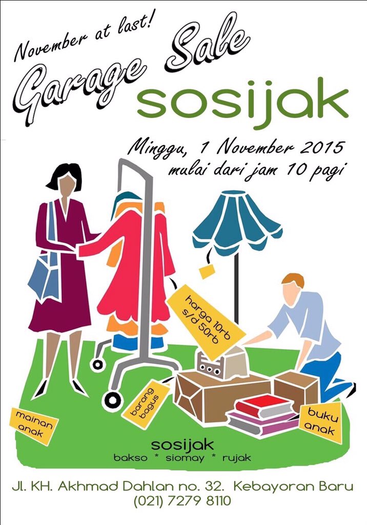 Garage sale!!! Minggu tgl 1 nov, 10.00am

Be there!!