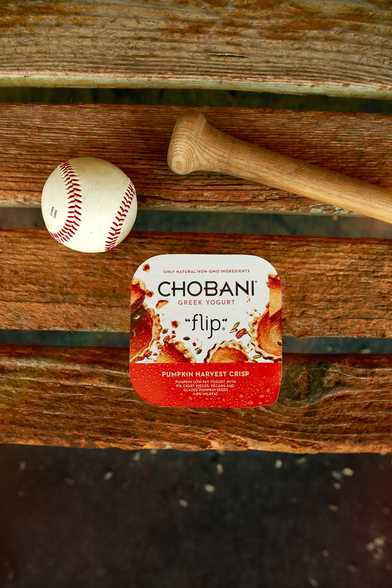 Chobani's tweet photo. Our two favorite things in October: Pumpkin and baseball. #breakyoumake https://t.co/bCj7x4xaLH