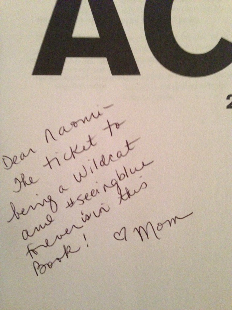 NaomiFaithH's tweet photo. My ACT prep book came in today and when my mom gave it to me I found ... Momma knows best #SeeBlue #SeeBlueForever https://t.co/AFG3gdcDXB