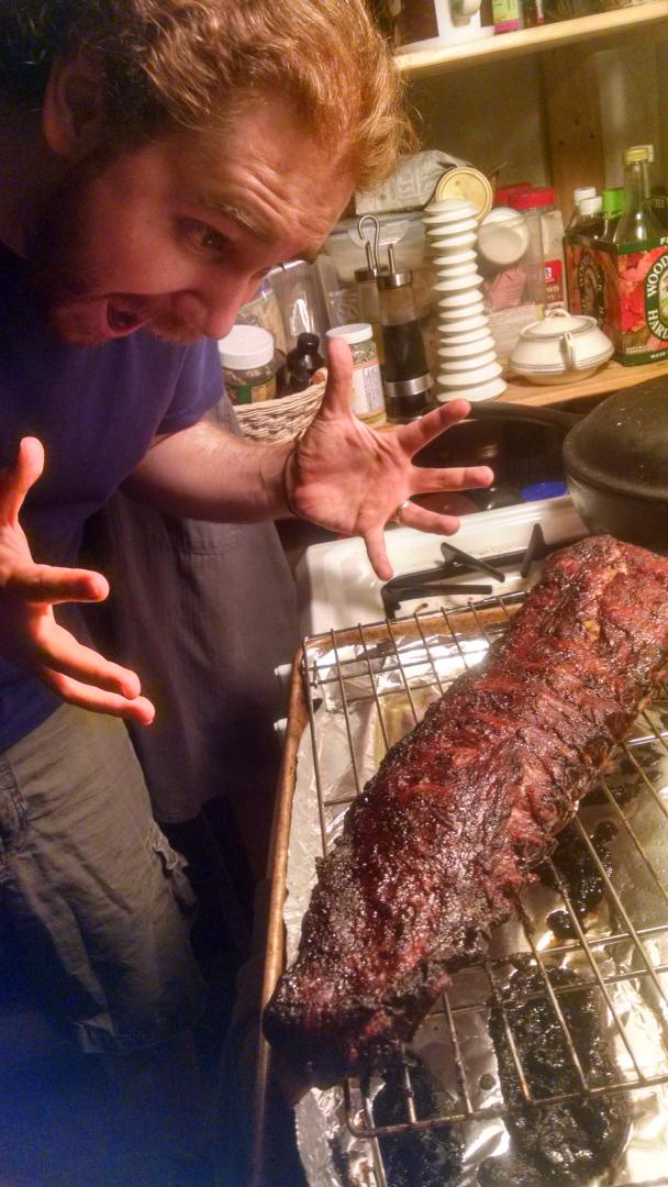 riven921's tweet photo. Jude made ribs with no recipe. He's not impressed at all. :-p #sarcasmlevel10 https://t.co/iqWJwDjsTq
