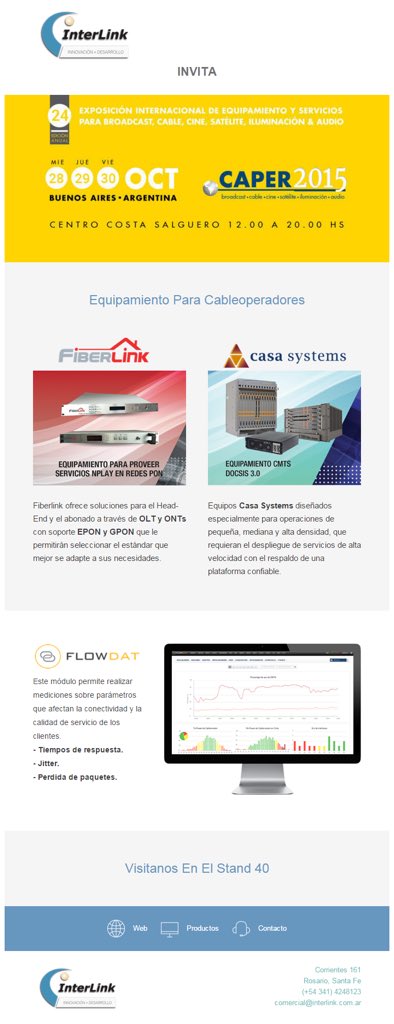 Eduardomalisani's tweet photo. @CAPERShow @Interlink6 @CabaseAr @Flowdat #CasaSystems #FiberLink #StandD40 https://t.co/3WxdiEVrxO