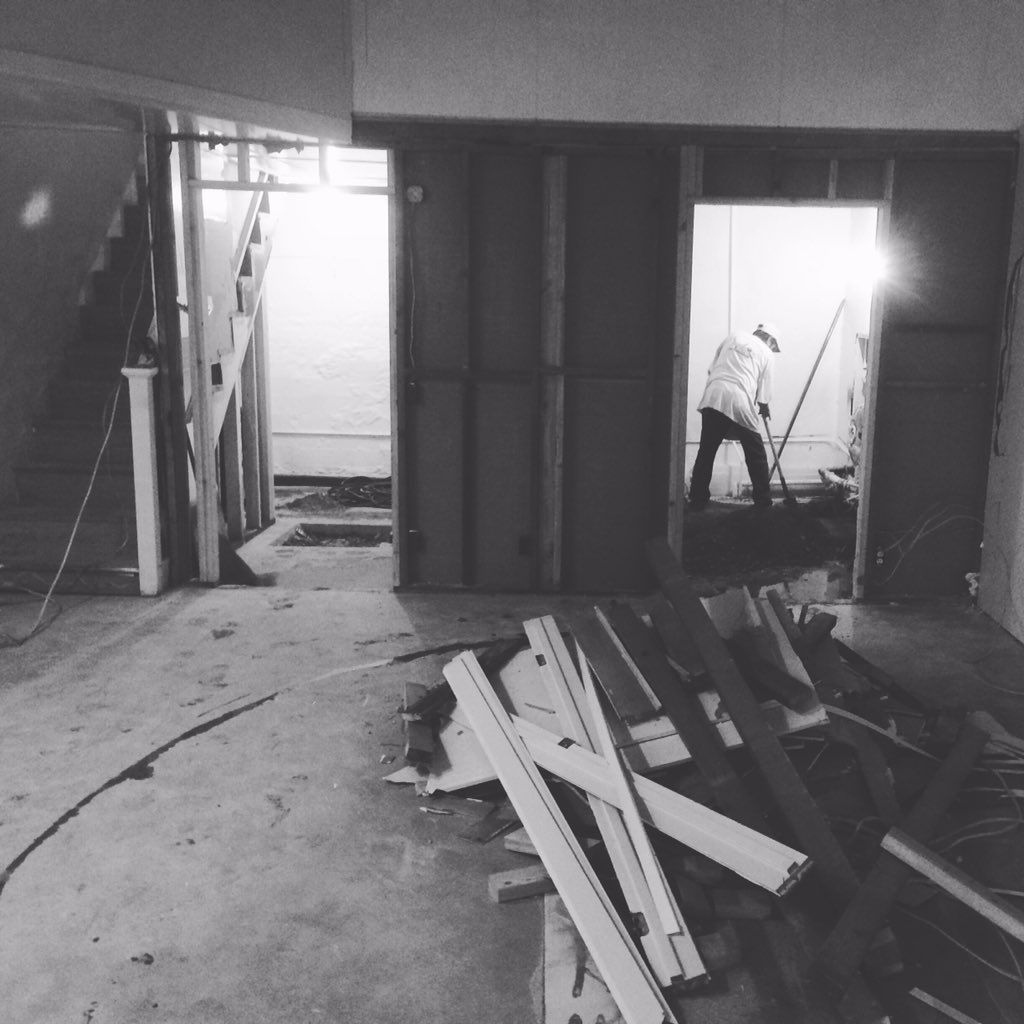 UnionHillCoffee's tweet photo. A most beautiful mess!! Our contractor was finally able to begin construction today. We are very excited!! https://t.co/c3CVPfmgcx