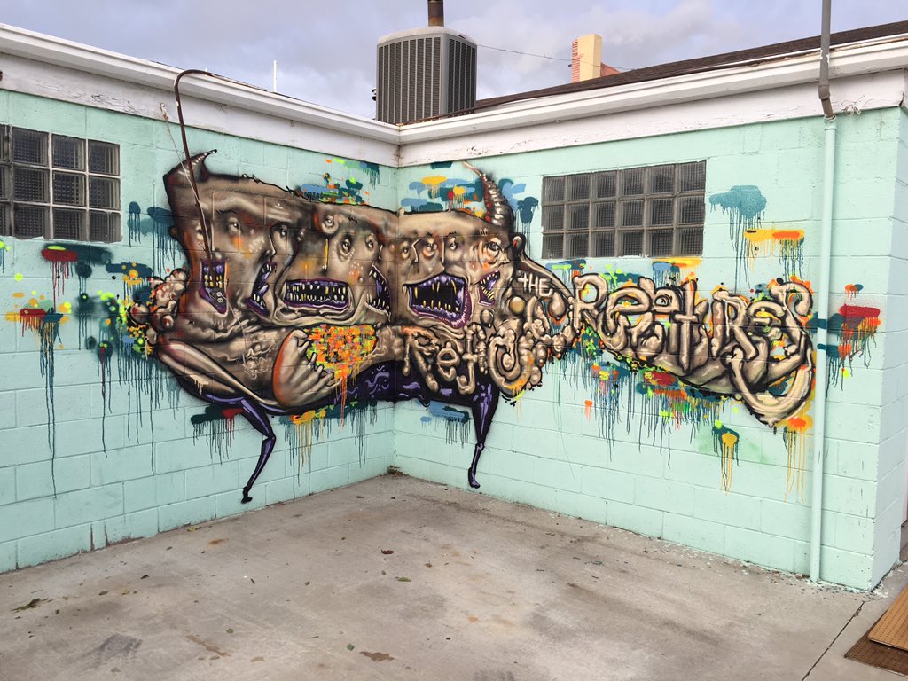 awful_cbs's tweet photo. The squad rockin hard on these virgin walls #creaturescrew https://t.co/OB3E4HrVQr