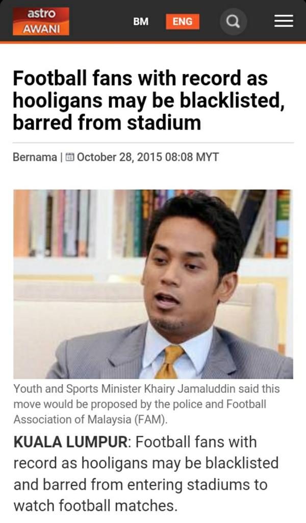 ultrasmalaya07's tweet photo. Penyokong/penonton sahaja yang dipersalahkan. @FAM_Malaysia bila lagi nk dipersalahkan YB @Khairykj ? https://t.co/U0HGlG71eb
