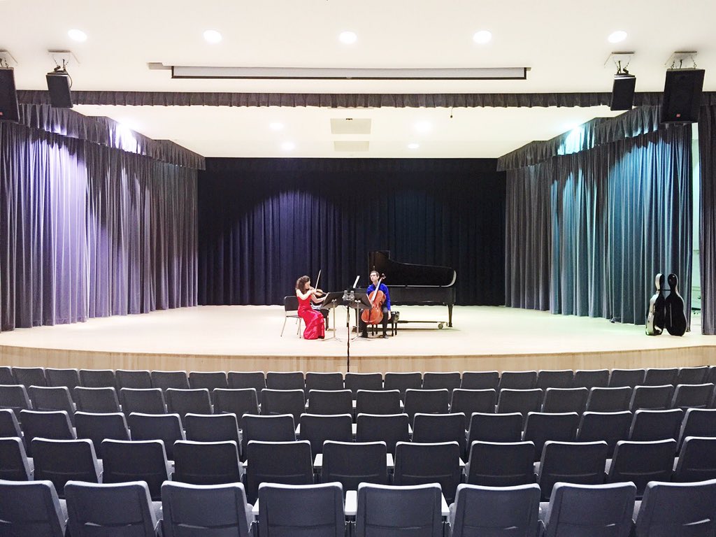 TrioCeleste's tweet photo. Getting ready for concert 2 of 3 in Daniel Recital Hall @CSULB! #musicguild #tchaikovsky #trio #beethoven #archduke https://t.co/Tft0RzbQGO