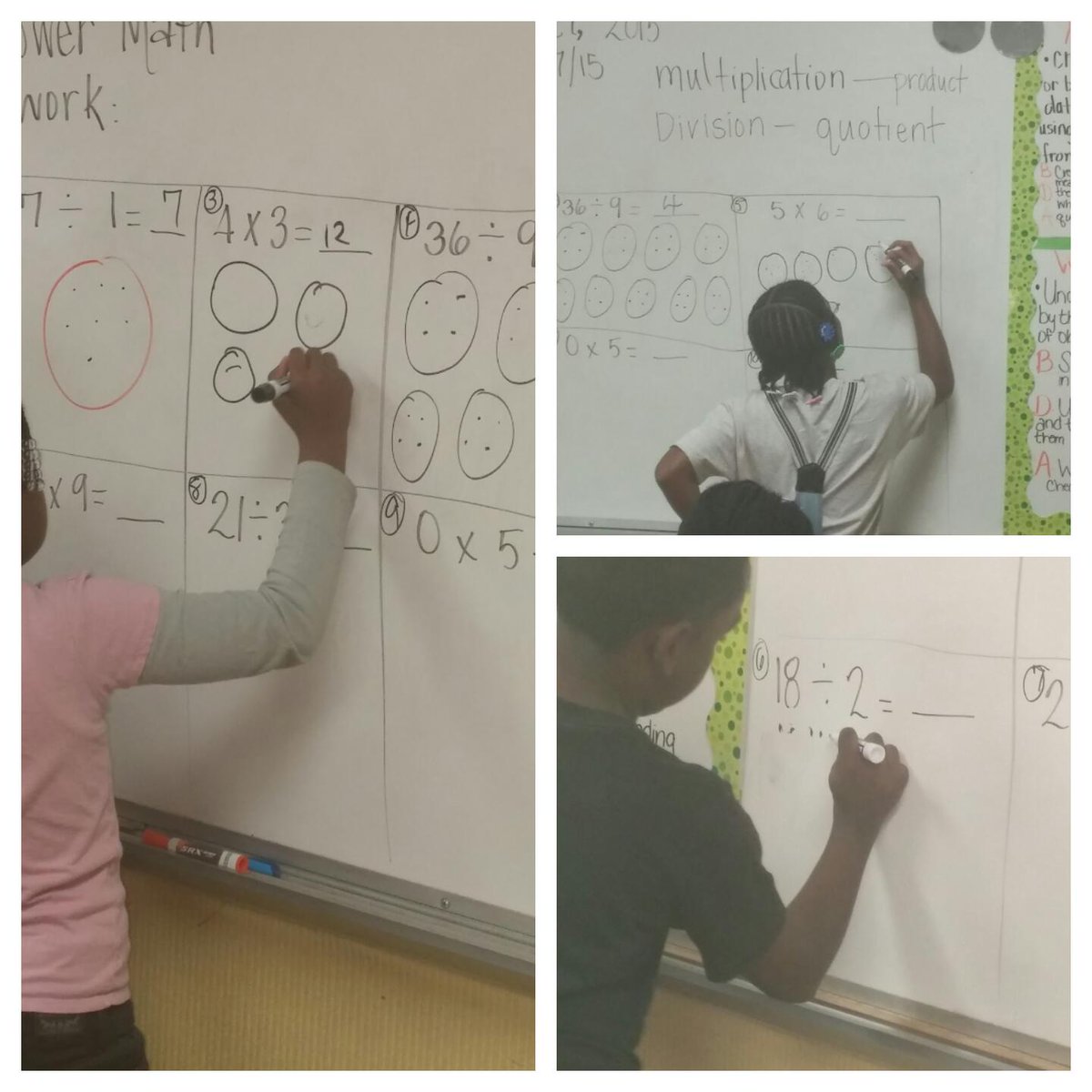 TrishPeoples's tweet photo. Third graders showing ways to solve multiplication and division problems! @ces360 @LinebargerMonte https://t.co/EIuxc7BLEl
