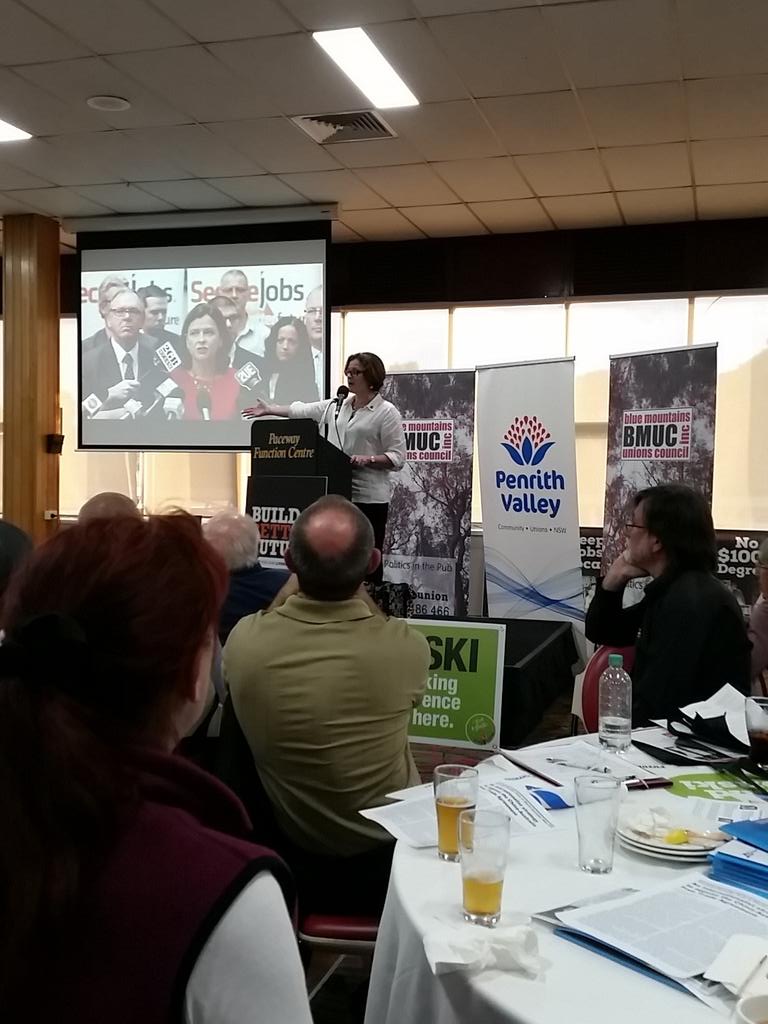 PVCUnions's tweet photo. Ged Kearney, discussing the china free trade agreement and the future impacts on jobs - communities #CHAFTA #jobs4us https://t.co/WDPLrm3D5V