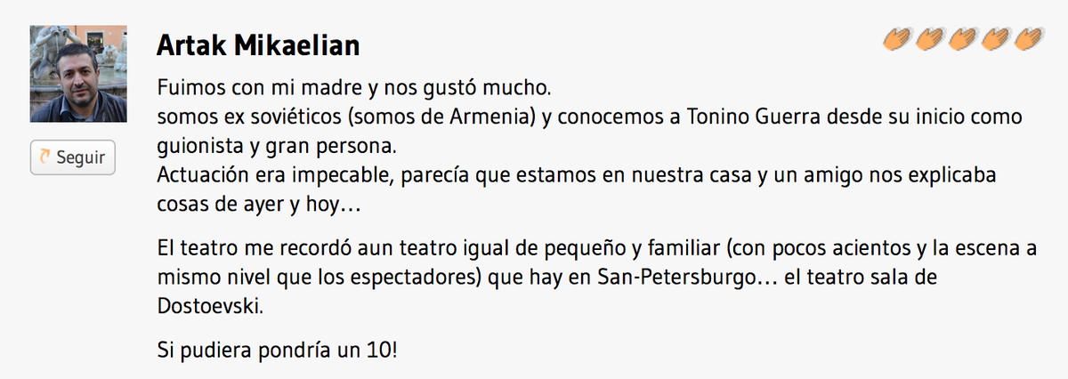 BarcelonaTeatre's tweet image. Espectadors que s'emocionen amb #LaMel de #ToninoGuerra. Preciós comentari, @artakrm! buff.ly/1P3BEiB
