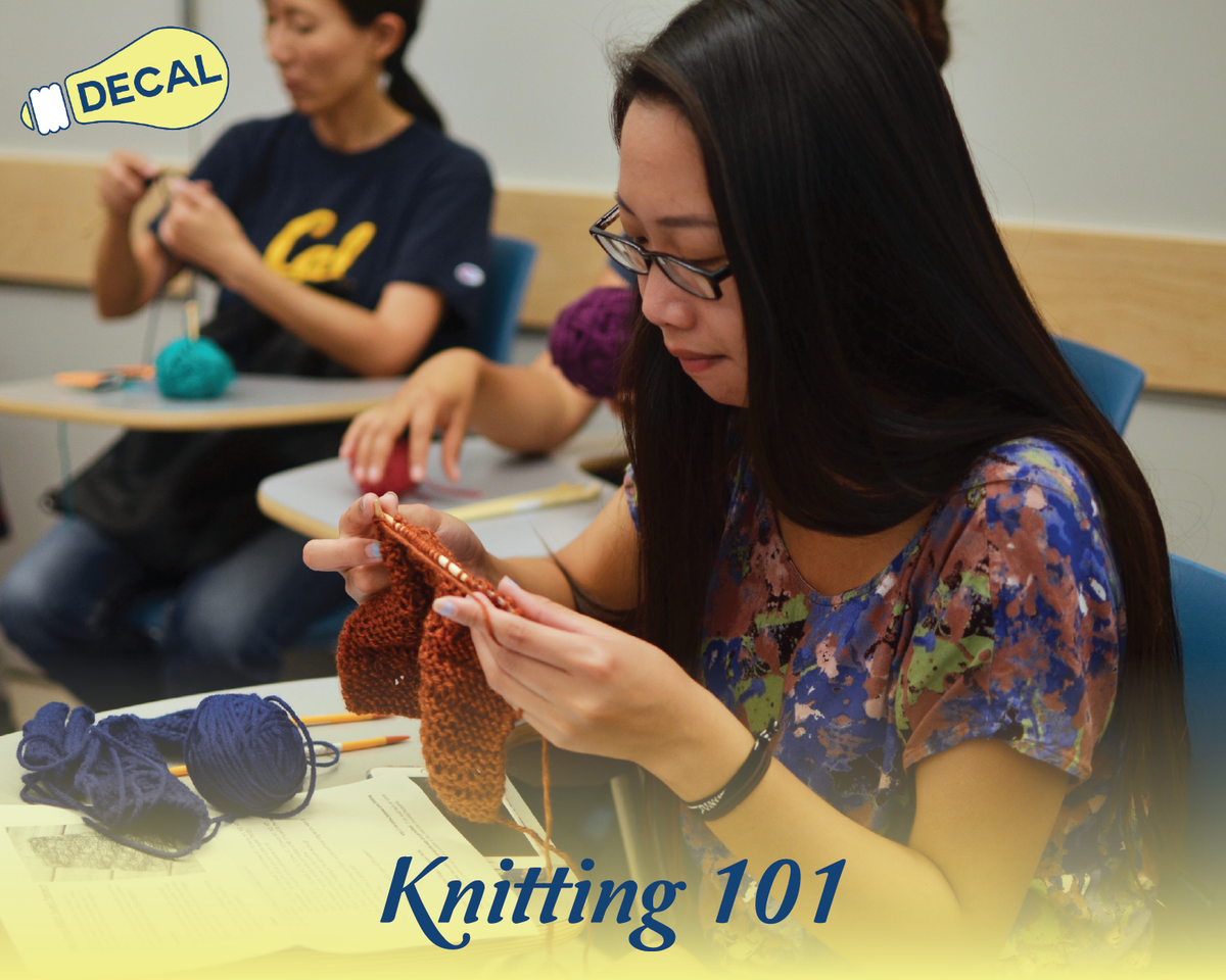 decalprogram's tweet image. Consider taking Knitting 101 next semester! It helps relieve stress, express creativity, &amp;amp; keep busy #DeCalSpotlight