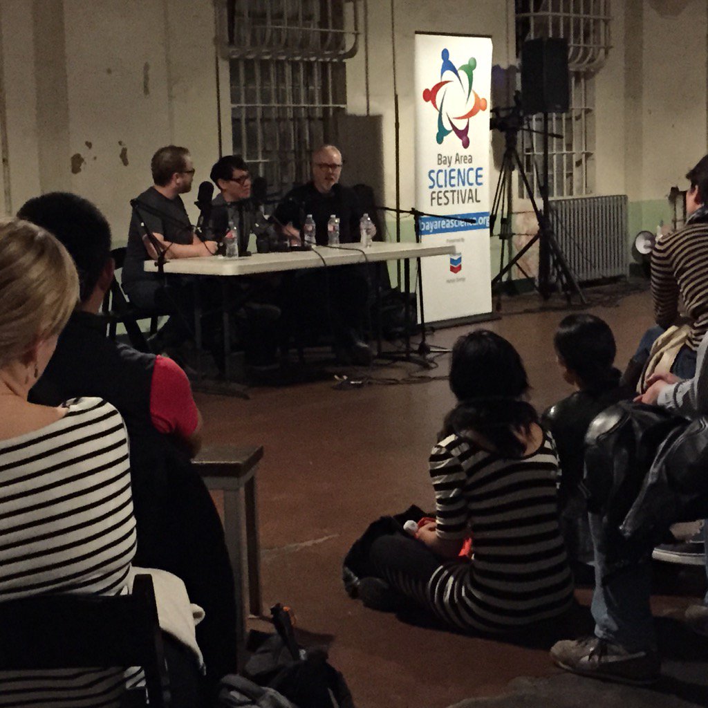 swissnexSF's tweet photo. assemblage of blk n wht stripes in audience for @donttrythis @testedcom live podcast on Alcatraz. @bayareascience https://t.co/WRTOkc8ck3