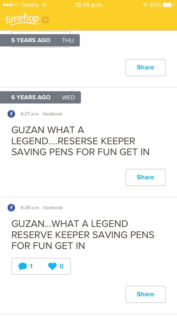 LiamScahill's tweet photo. Remember when Guzan used to be good and saved penos for fun...My timehop does 😄 #avfc https://t.co/QKms534Qjb