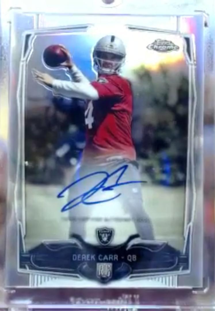 topsportscards's tweet image. Nice little Derek Carr hit! #20/150 Rookie Refractor Auto! Thanks @FriendlyBreaks @FBB_CHRIS