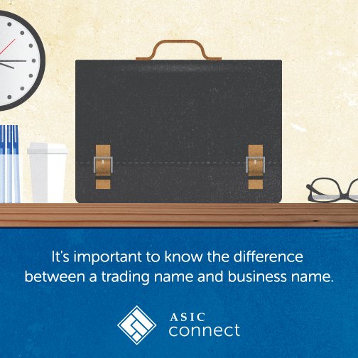 ASIC_Connect's tweet photo. What's the difference between a trading name and business name? See our website https://t.co/KAEjNMZKOQ https://t.co/idhqk93idp