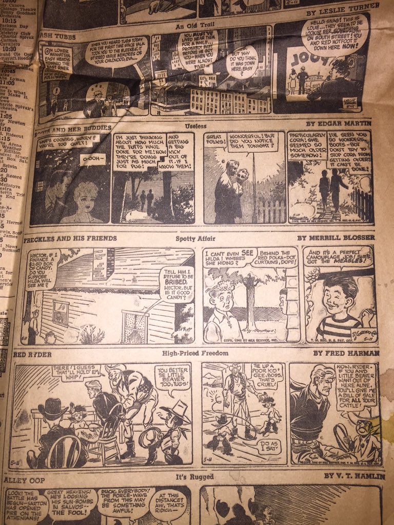 APPLESToNEPiX's tweet photo. <#Newspapers<🌕>#WW2>
#comicstrips from the #1940s:
#WashTubbs
#RedRyder
#AlleyOop
#VicFlint
#OutOurWay
#Carnival
<O> https://t.co/iMQ7vCWTbA