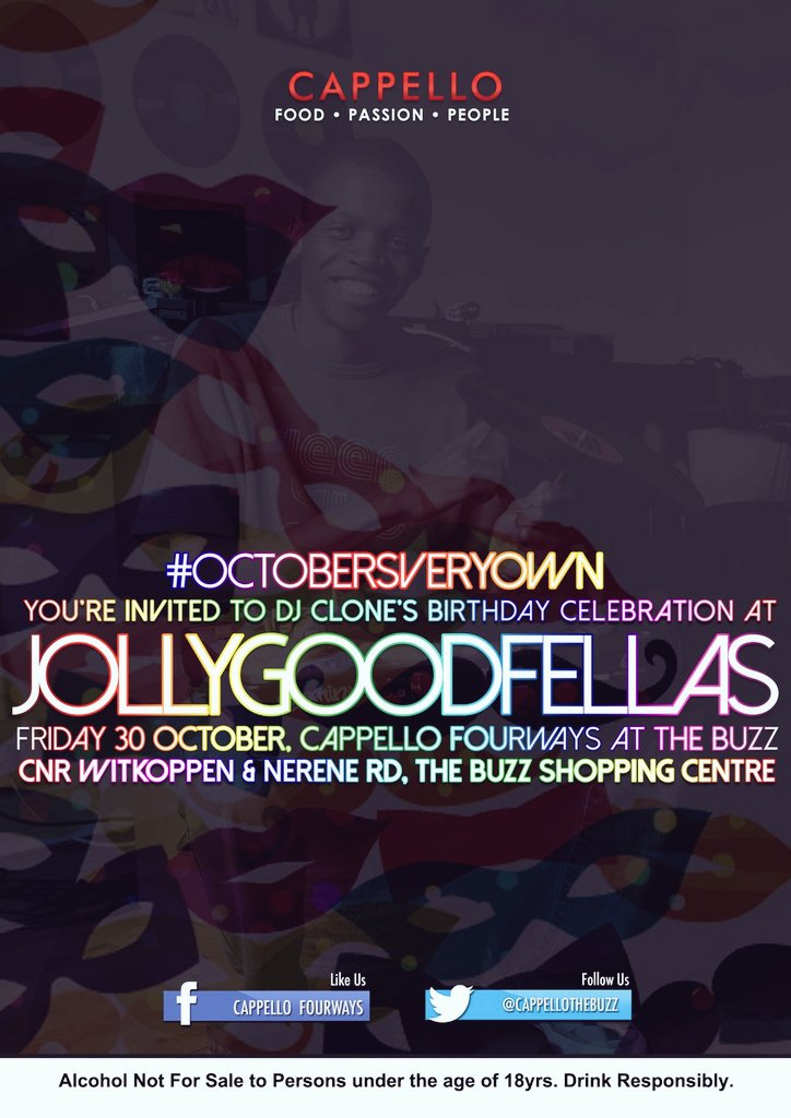 IamDJSOSO's tweet photo. Mid-Tempo Maestro aka #professionalsidenigga @DjCloneSA rocking with us Friday @CappelloTheBuzz #JollyGoodFellas. https://t.co/sUHm0UhPHR