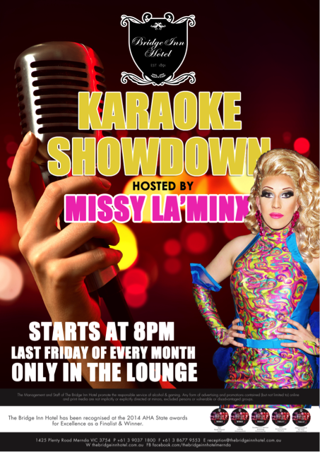 BridgeInnMernda's tweet photo. Join us for #Karaoke Showdown on the last Friday of every month in The Lounge from 8pm! https://t.co/m4wOCcCUsP https://t.co/ppju6I2b6C