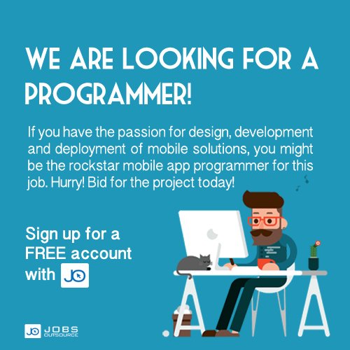 jobsoutsourceco's tweet image. Work smarter with #JO! Apply now at ow.ly/TVSkK #MobileProgrammer #MobileDeveloper #iOS #Android