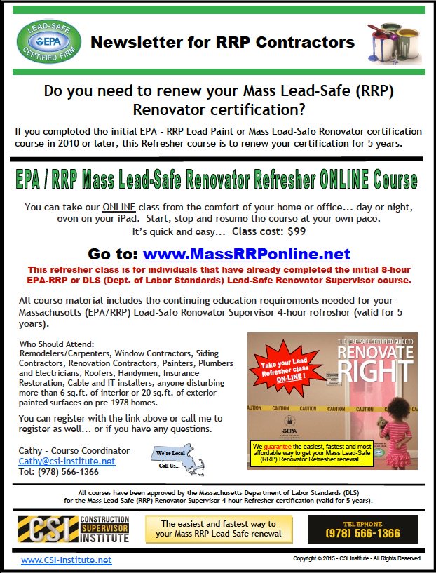 HinghamLumber's tweet photo. Do you need to renew your MA Lead-Safe RRP cert? Here's a convenient online option. #CSIinstitute #Leadsafe https://t.co/xmkL2sBzZ1