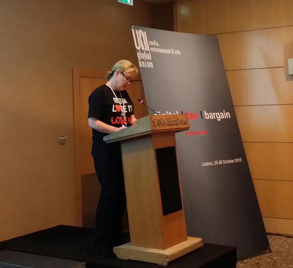 bectu's tweet photo. Speakers from the UK, Holland &amp; Nigeria speak up in defence of the #BBC at today's #unimei assembly in Lisbon. https://t.co/nY80cmrqfy