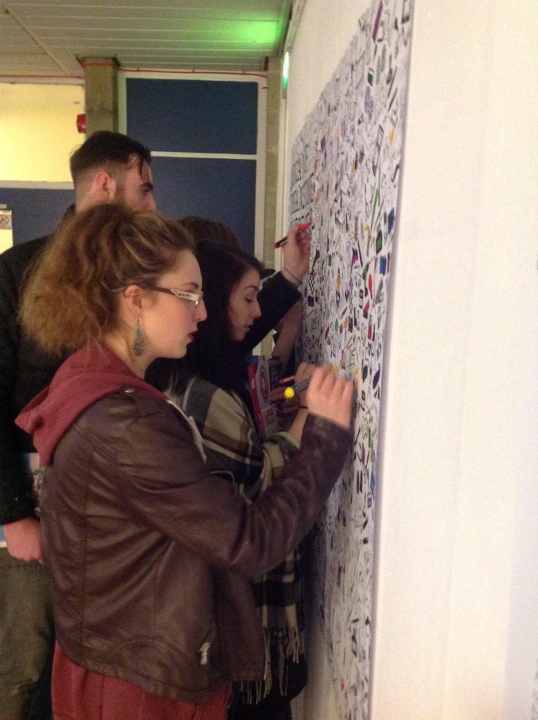 DJCAD's tweet photo. Colouring @johannabasford wall @djcad open day #testdrivedundee @dundeeuni https://t.co/4sRanwMnxU