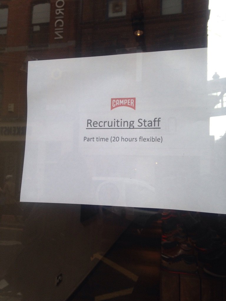 Camper on Wicklow Street in Dublin is hiring. #jobfairy