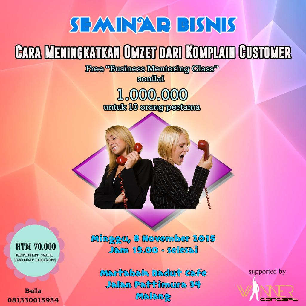 malanghits's tweet photo. Youth Entrepreneur, berdayakan komplain customermu untuk meledakkan omzet bisnismu! cp 085755068004 @infoUMalang https://t.co/43sP0YPiRs