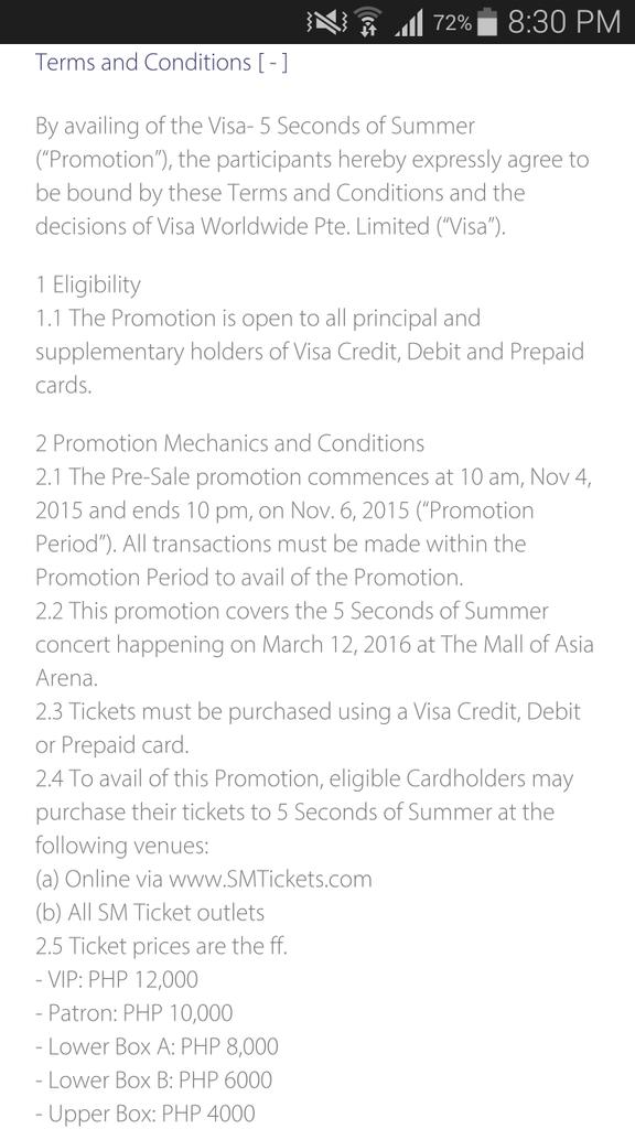 philconcerts's tweet photo. #5SOSMNL Pre-sale Terms &amp; Conditions https://t.co/93bD7LiM69