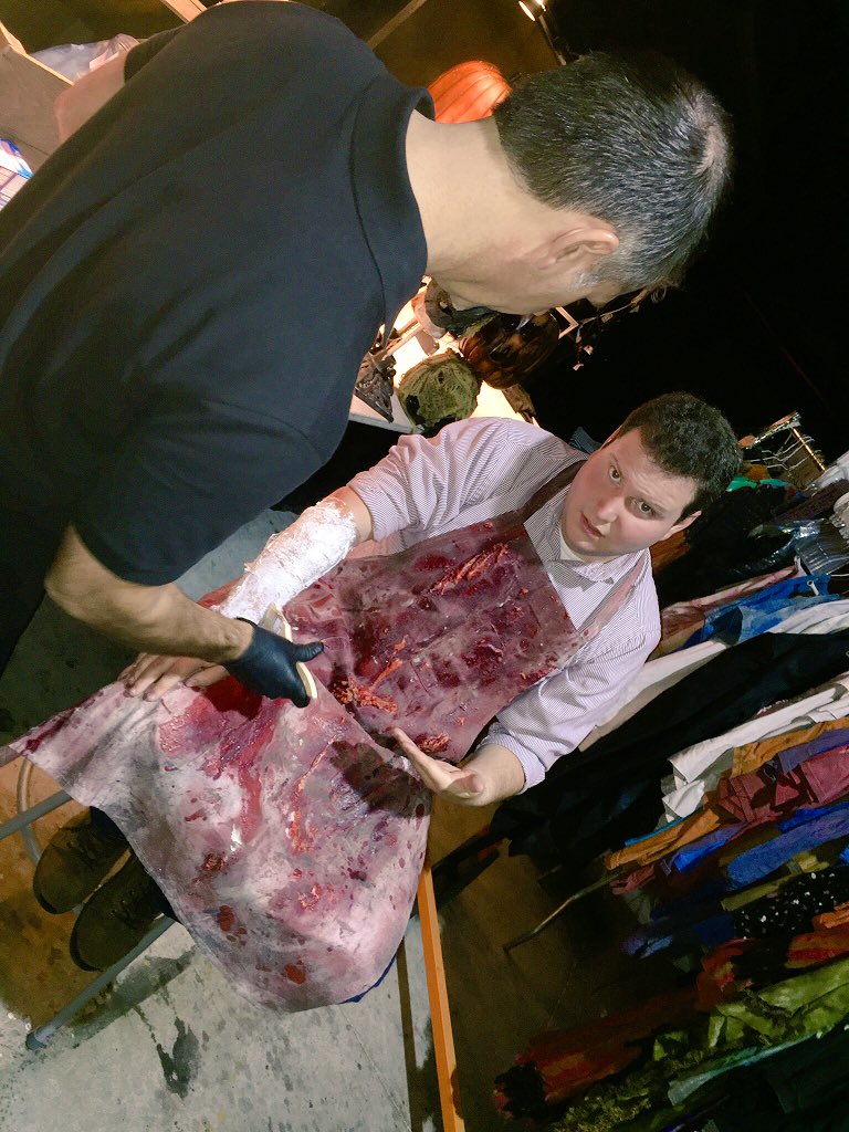 JohnTrierweiler's tweet photo. My zombie transformation has begun @howloscream.. This should be interesting.. #EvilUnearthed https://t.co/qpFe51uuH2