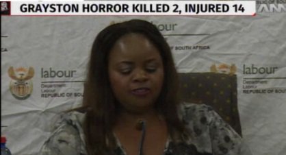 DripDripSplash1's tweet photo. LIVE: The Dept Labour's COO, Aggy Moiloa is now presenting their preliminary report on the #GraystonBridgeCollapse https://t.co/u6UwhaeOdv