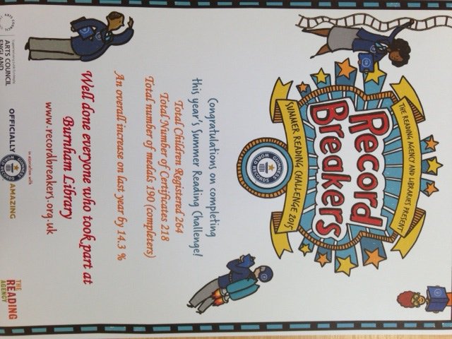 SomersetLib's tweet photo. #RecordBreakers what a success! Well done to all who took part & remember to Keep Reading! #SRC15 #BurnhamLibrary https://t.co/dVWSyRqpaT