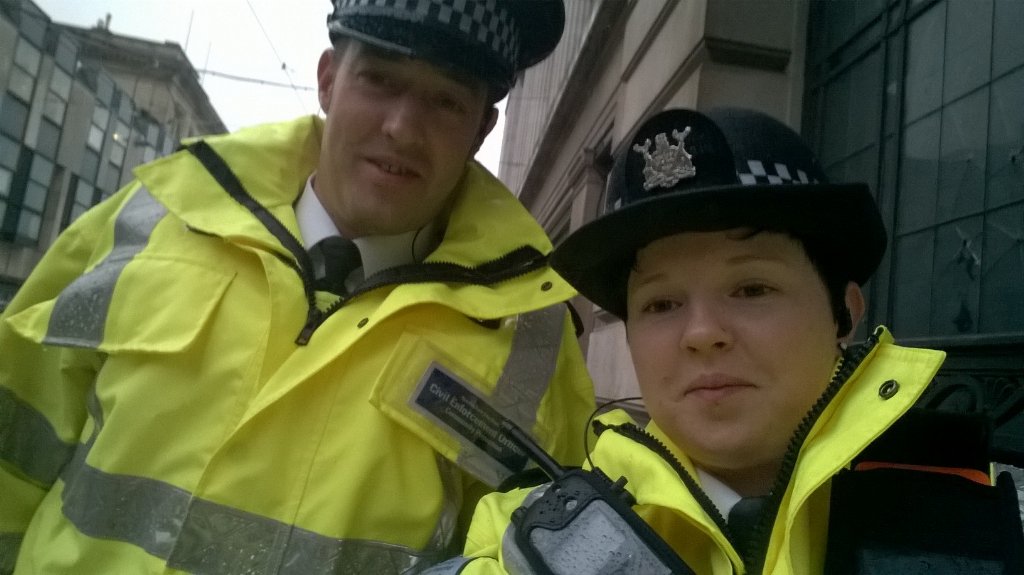 REACTNottingham's tweet photo. #CERT patrolling the #Nottingham City, come rain or shine #soggysocks #embracingit https://t.co/xmpoXCnO1t